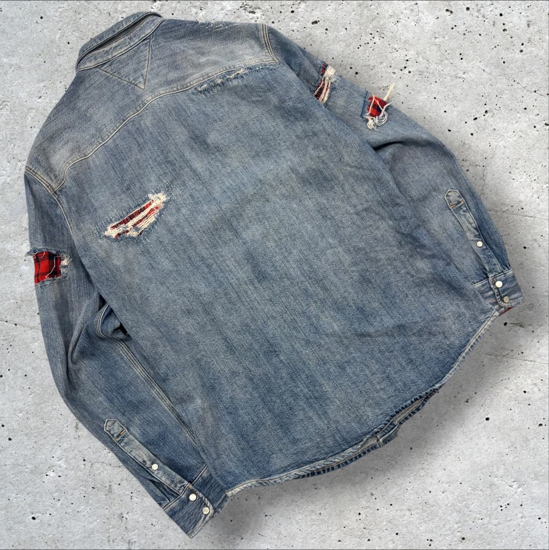 [M] 타미힐피거 데님 데미지 워싱 셔츠 D745 상품이미지2