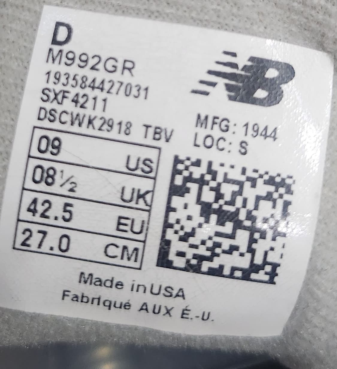 뉴발란스 992 그레이 270mm (가품같음) 상품이미지9