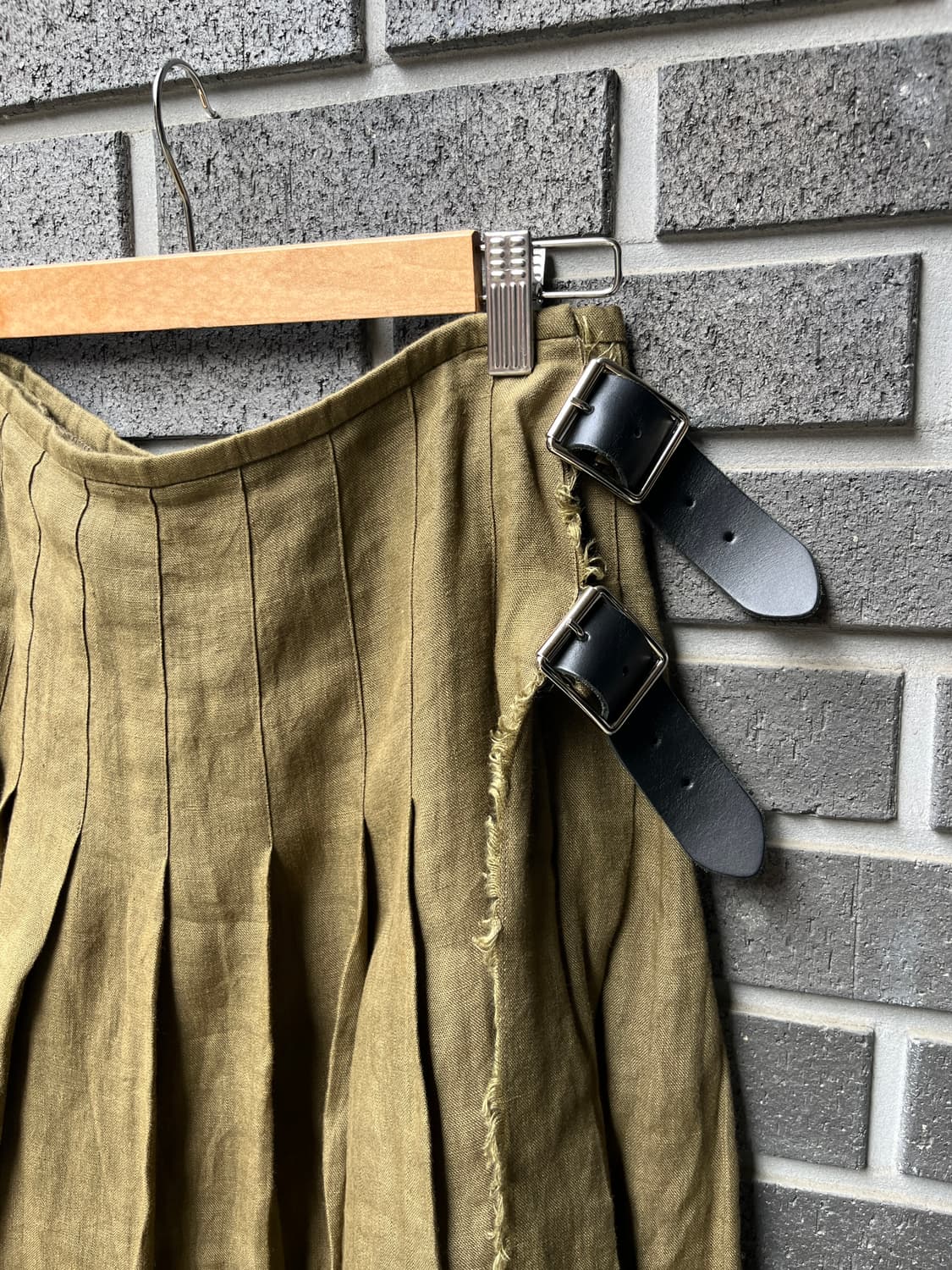 O'neil of Dublin 리넨 랩 스커트 올리브 그린 상품이미지5