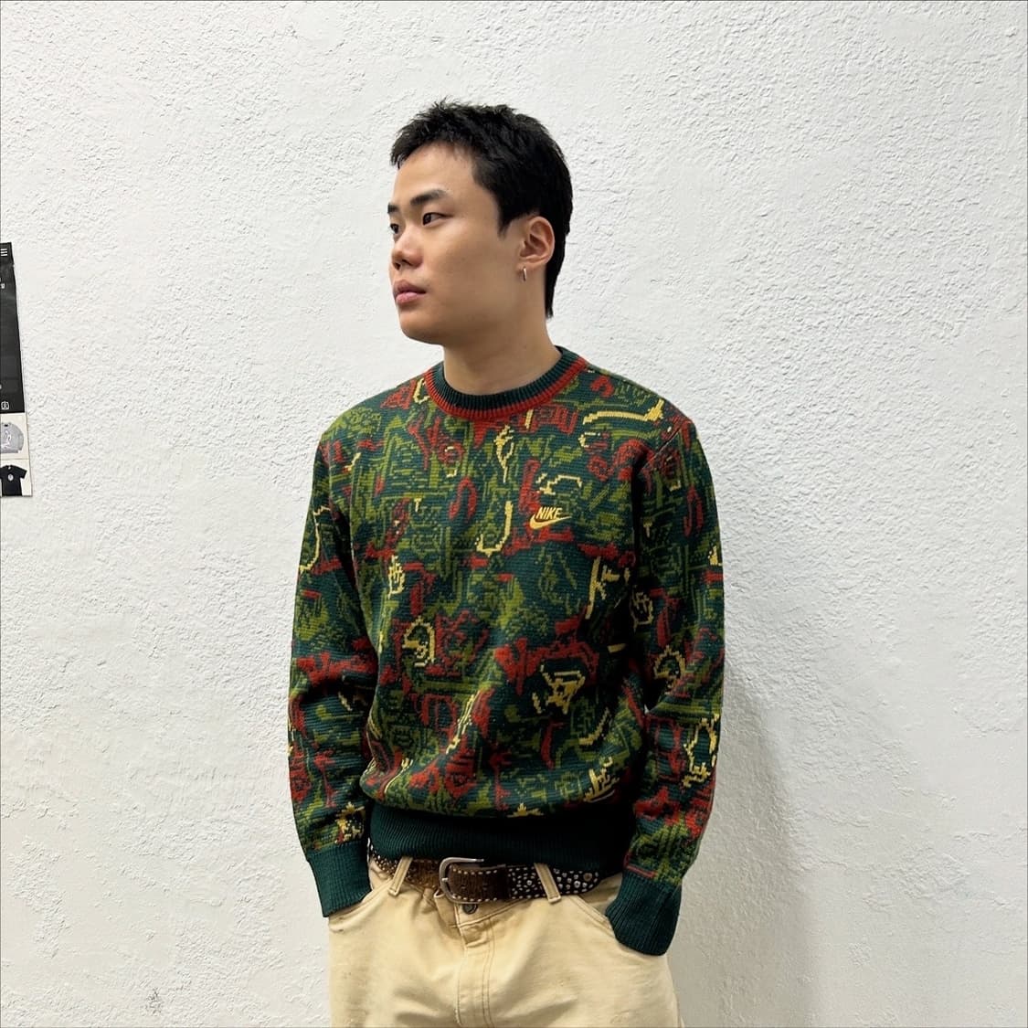 1992‘s 나이키 기하학패턴 로고 니트  상품이미지1