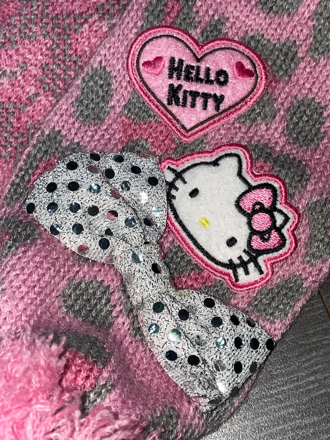 2011s 고전 헬로키티 핑크 호피 폼폼 머플러 목도리 갸루 산리오 상품이미지2