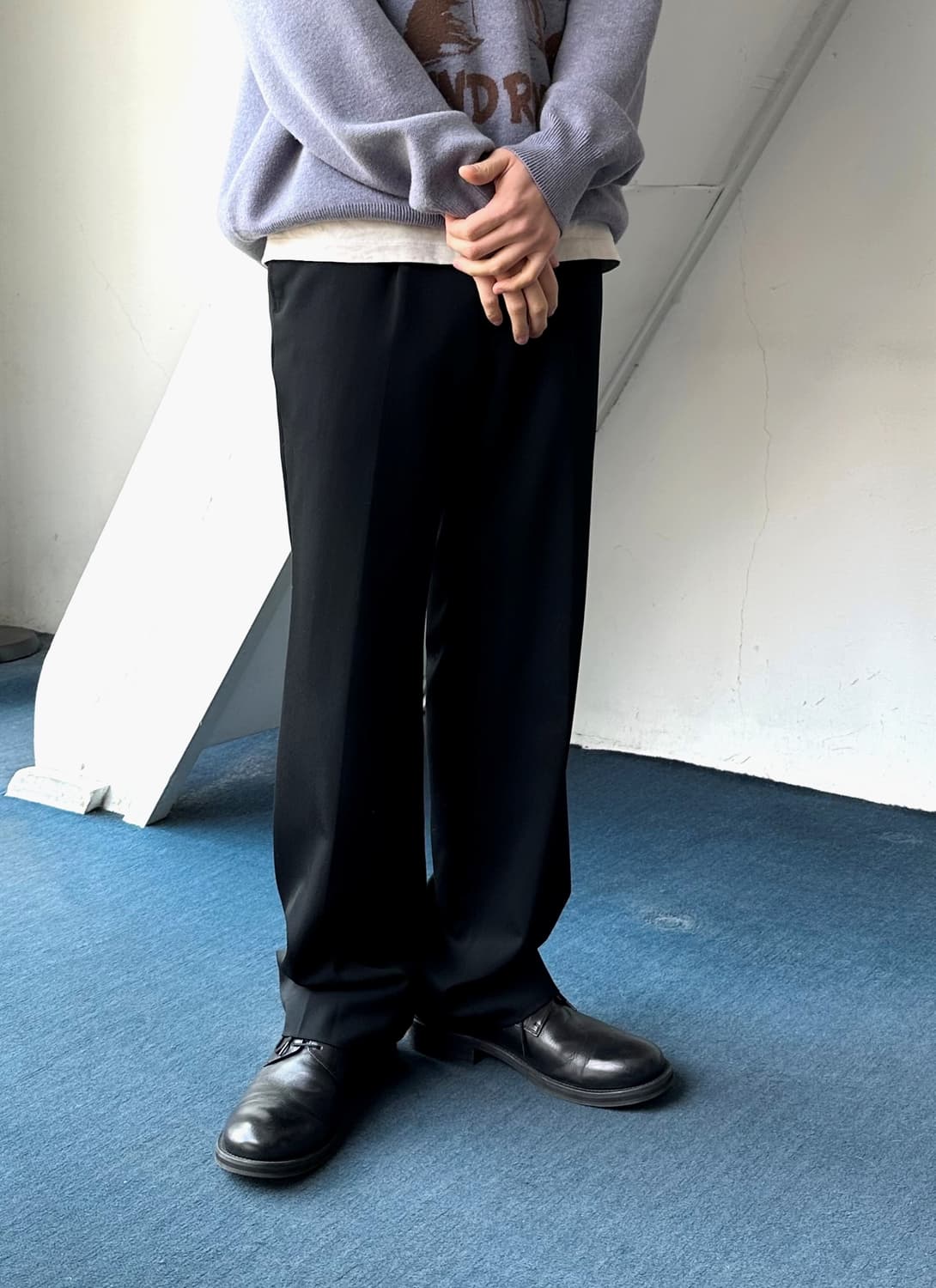 1 pleats light wool wide straight slacks 상품이미지2