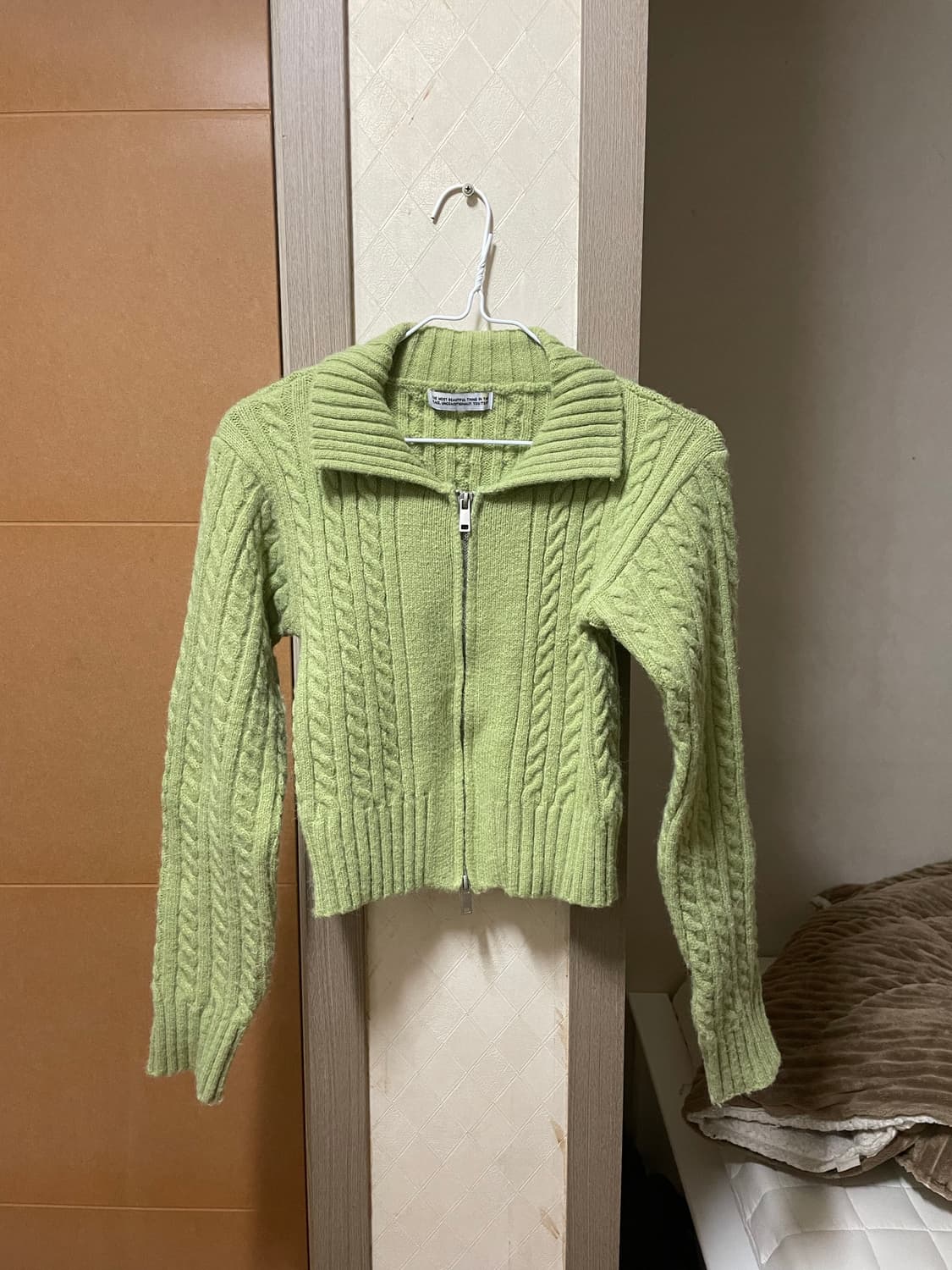 플레이스 스튜디오 풀오버 케이블 카라 집업 크롭 니트 가디건 자켓 상품이미지4