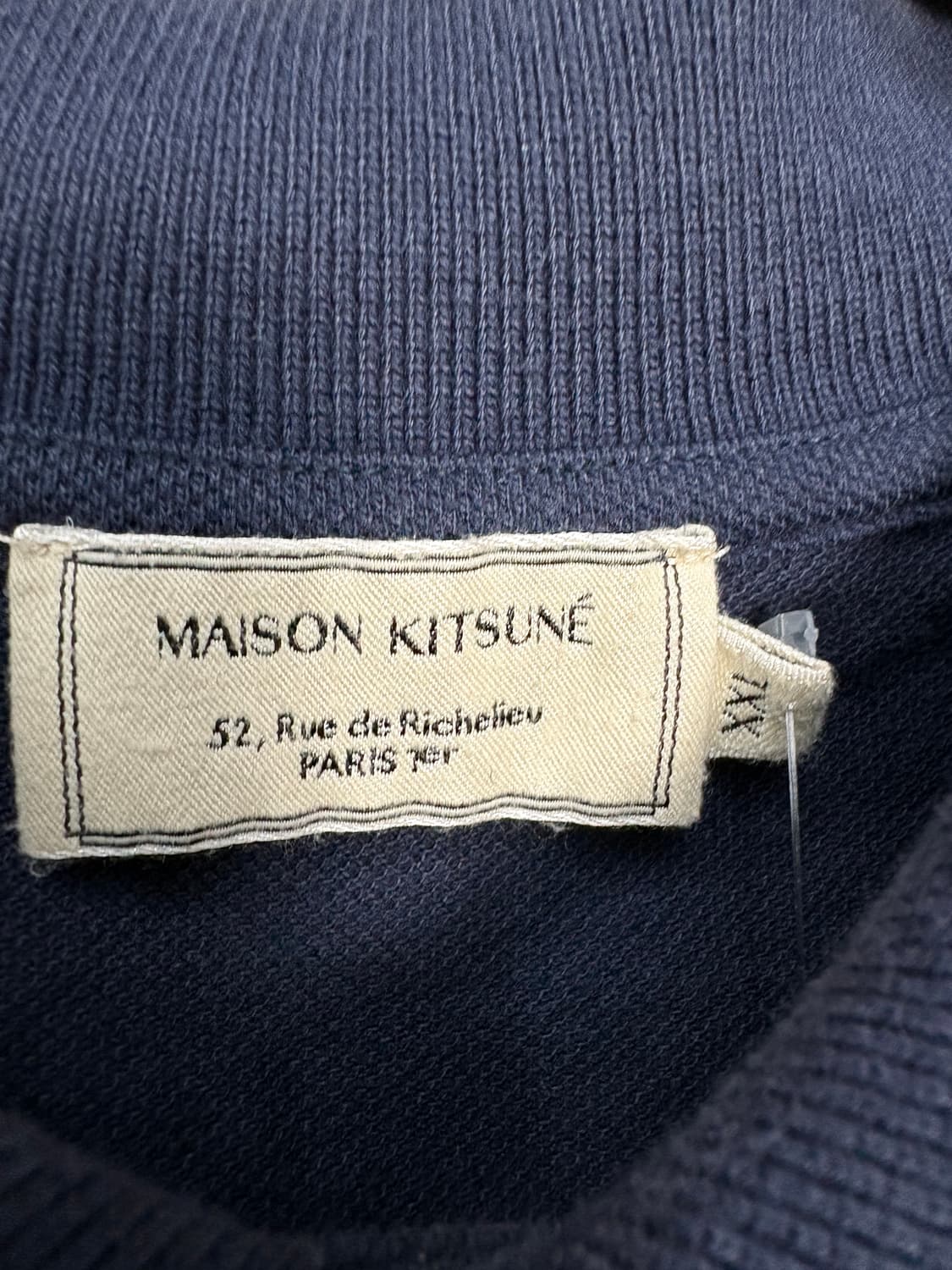 메종키츠네 폭스헤드 패치 카라 네이비 티셔츠 A3736 상품이미지5