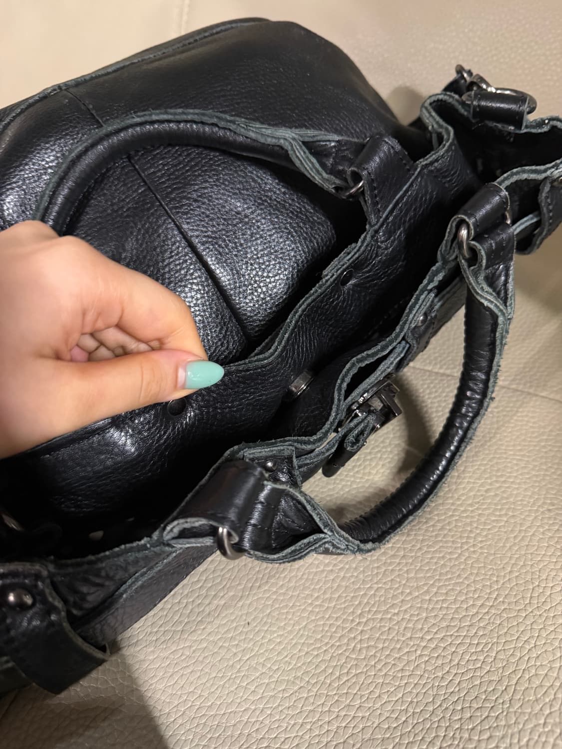 stud detail strap point real leather bag 상품이미지5