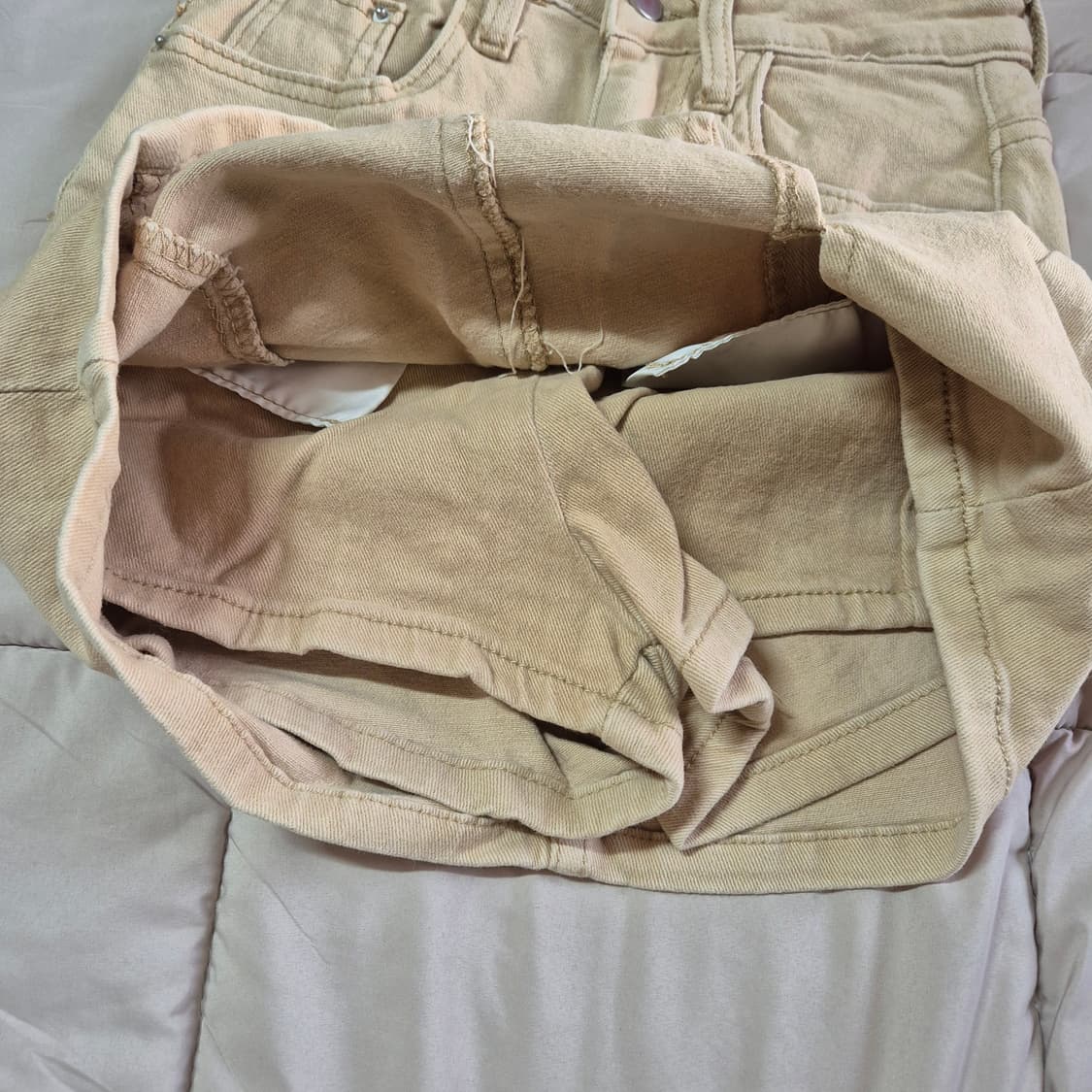 베이지 미니 숏 스커트 , 팬츠 ( 치마바지 ) S 상품이미지3