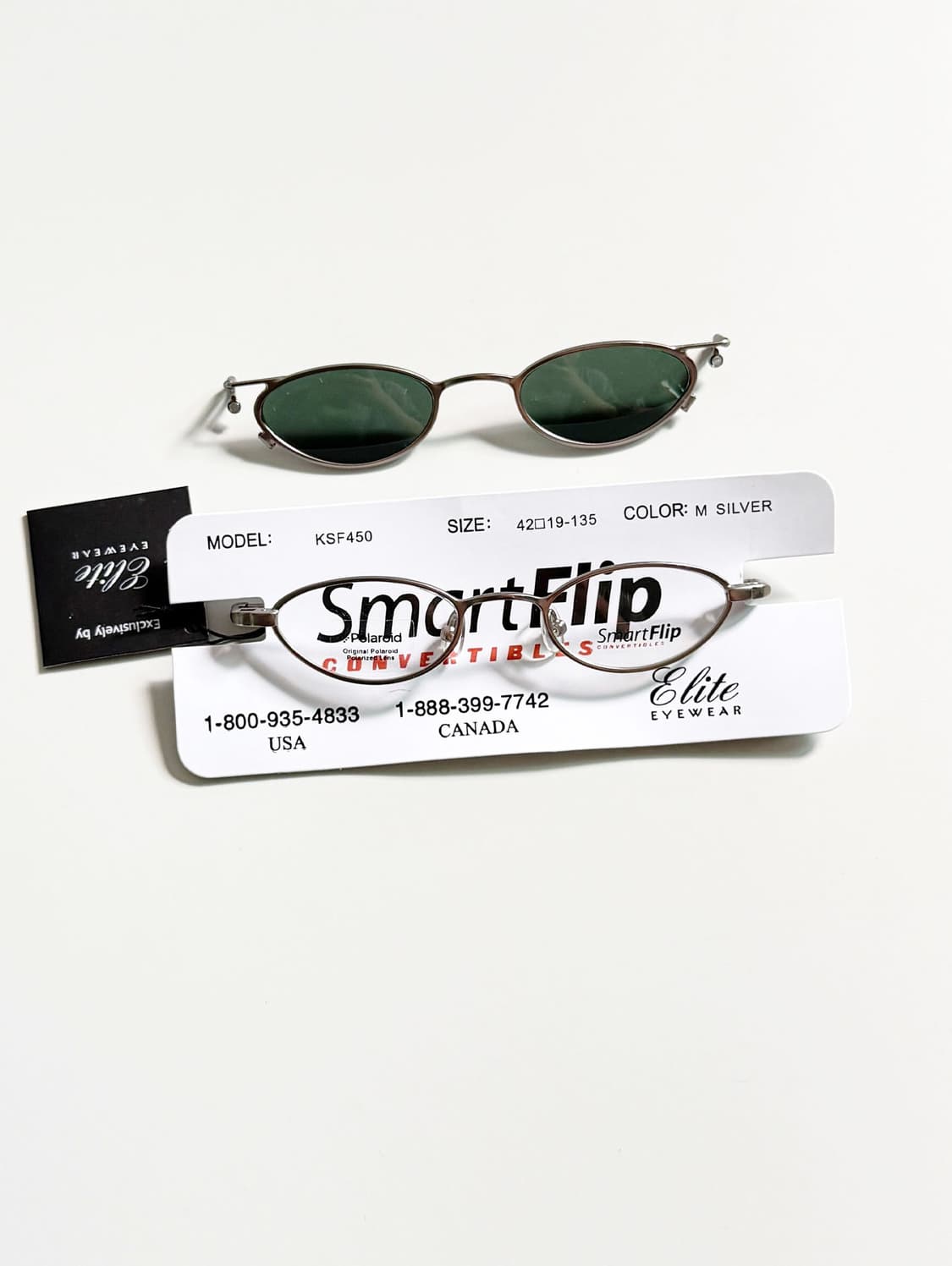 미국제 ELITE 클립온 실버메탈 슬림 오벌 프레임 빈티지 안경 상품이미지1