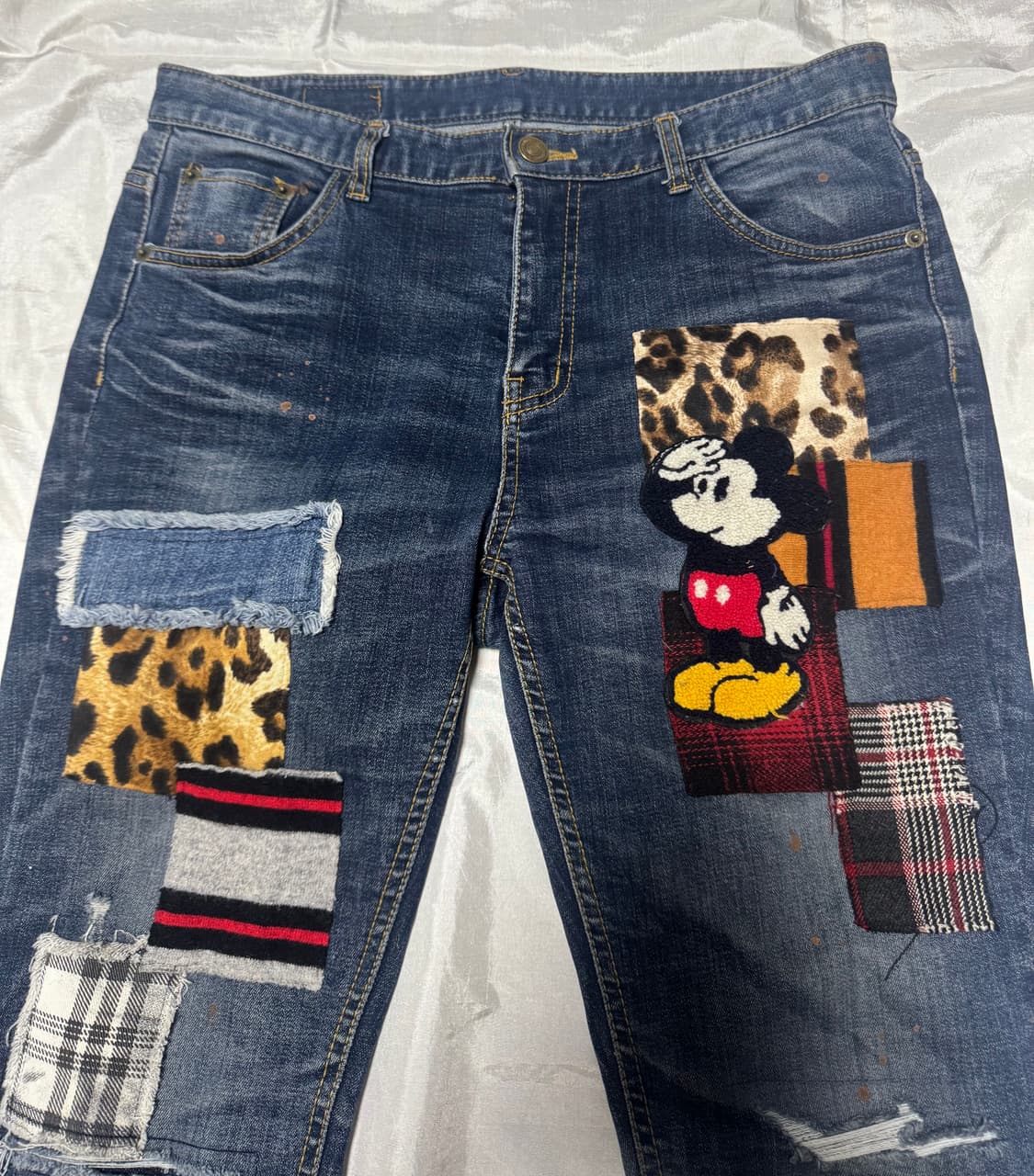 Patchwork character denim jeans 상품이미지3