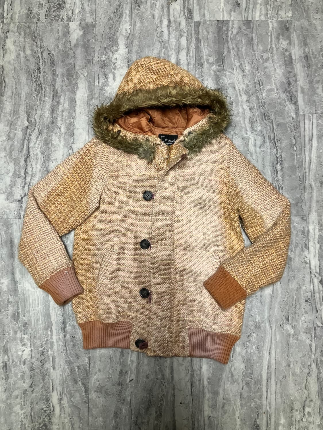 일본빈티지 Estacot 하구미모리걸 라떼갸루 울프죠 트위드더플자켓 상품이미지1