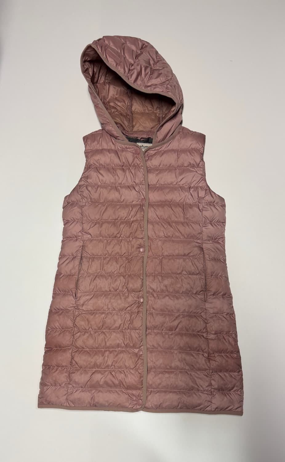 여성 Lafuma 라푸마 구스다운 경량 후드 롱 패딩 조끼 M 상품이미지1