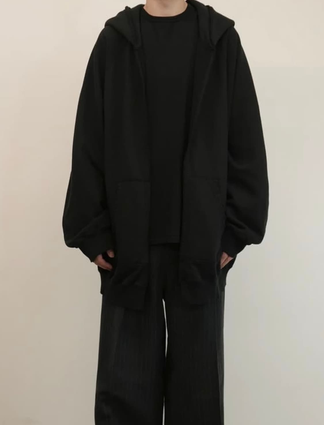 안셀름 over sweat coat hoodie black 상품이미지2