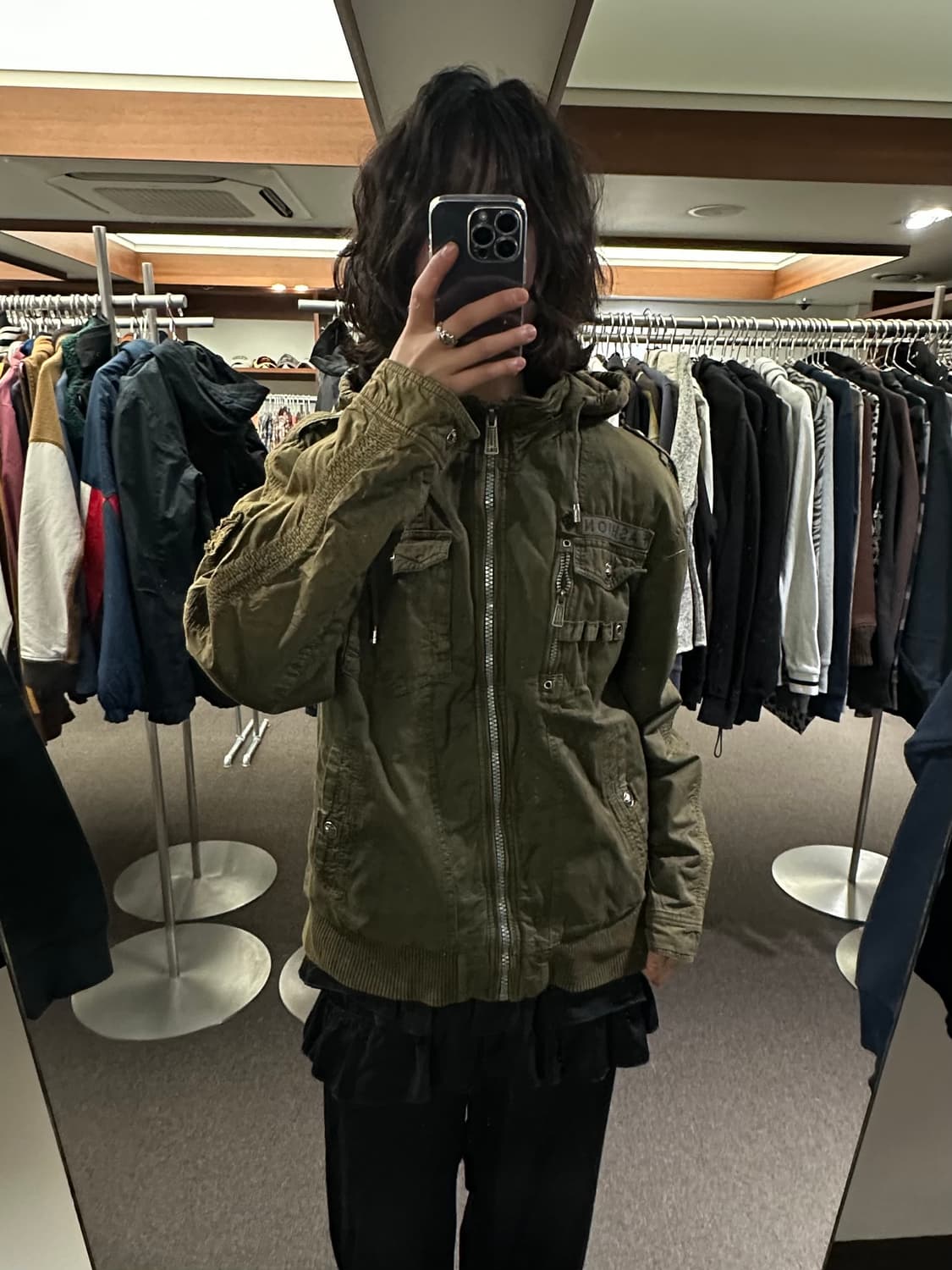 2XL)P-STONE 빈티지 밀리터리 후드 야상 자켓 상품이미지2