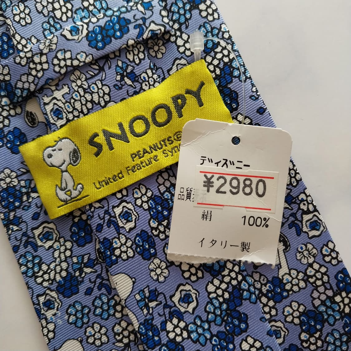 스누피 피넛츠 실크 블루 플라워 넥타이 9.7cm 새상품 K1309 
 상품이미지9