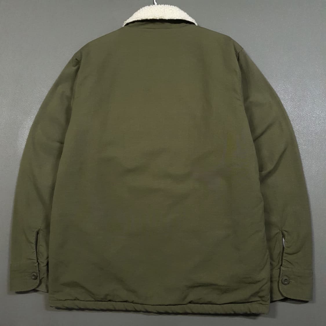 실측 L) 포르투기스 플란넬 쉐르파 포켓 아미 워크 자켓 올리브 립스탑 상품이미지7