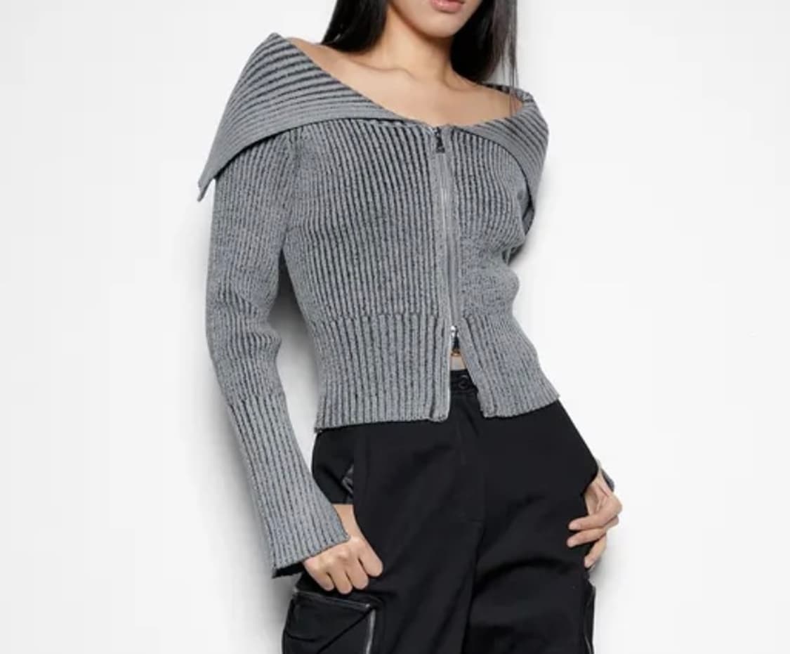 투톤 세일러 카라 집업 가디건  상품이미지2