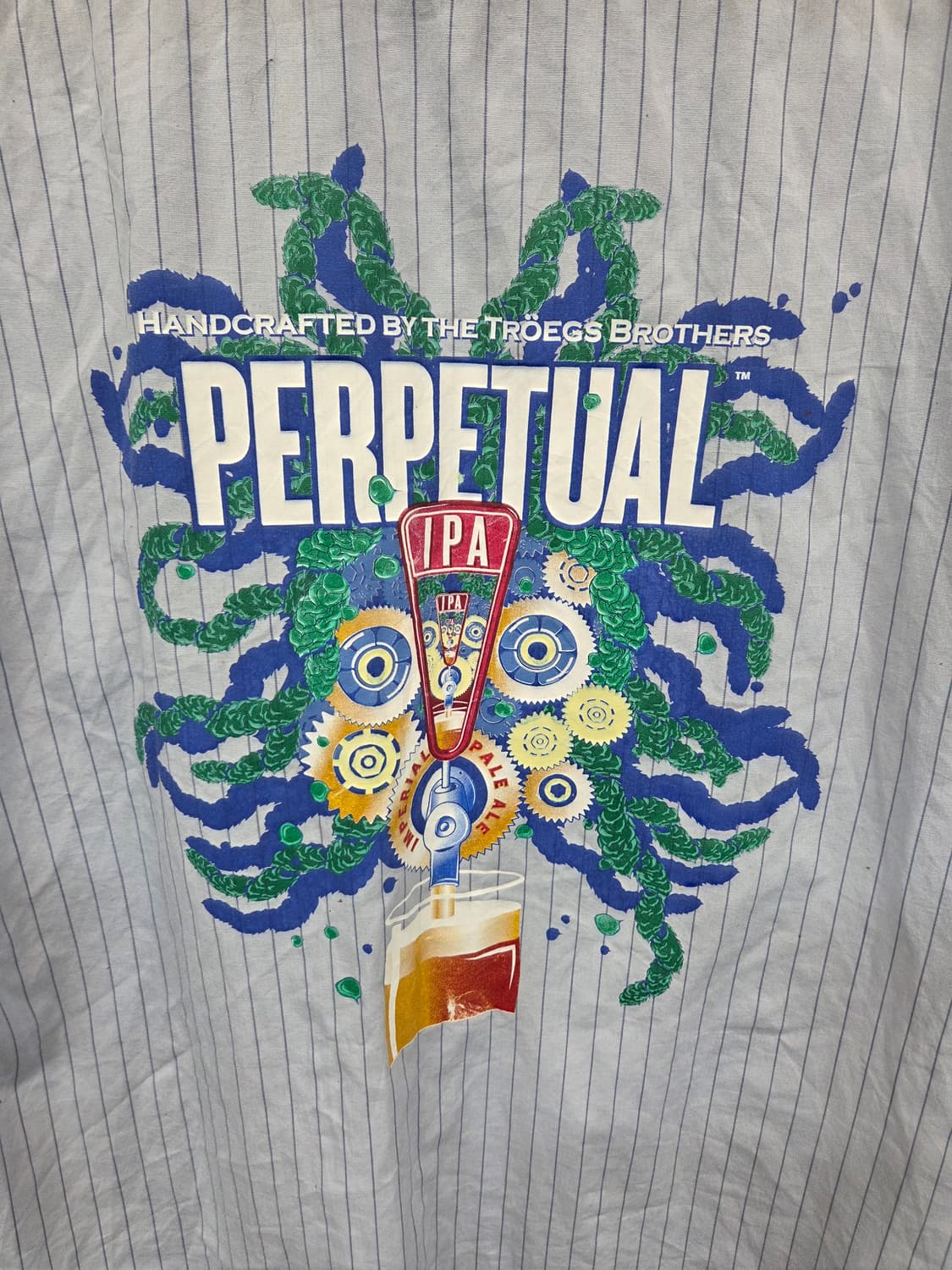 빈티지 usa 90s 신타스 스트라이프 프린팅 패치로고 셔츠반팔 L 상품이미지3