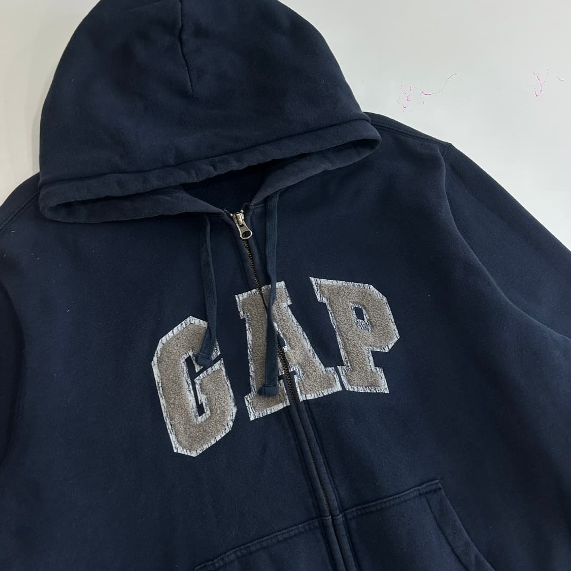 Gap 갭 그레이 후리스 로고 네이비 후드집업 상품이미지4