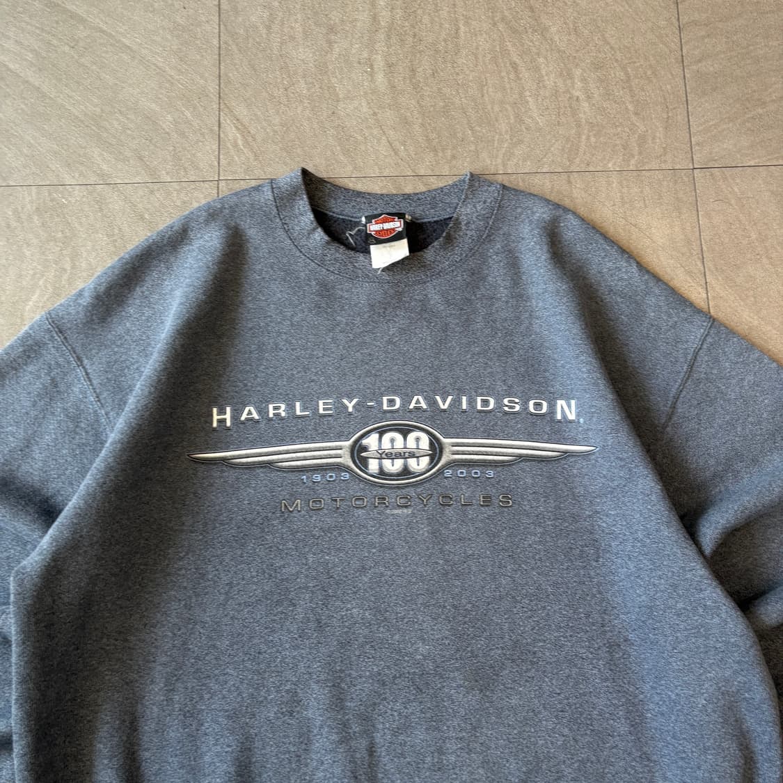 100주년 미국 생산 할리 데이비슨 블루 스웻셔츠 상품이미지2