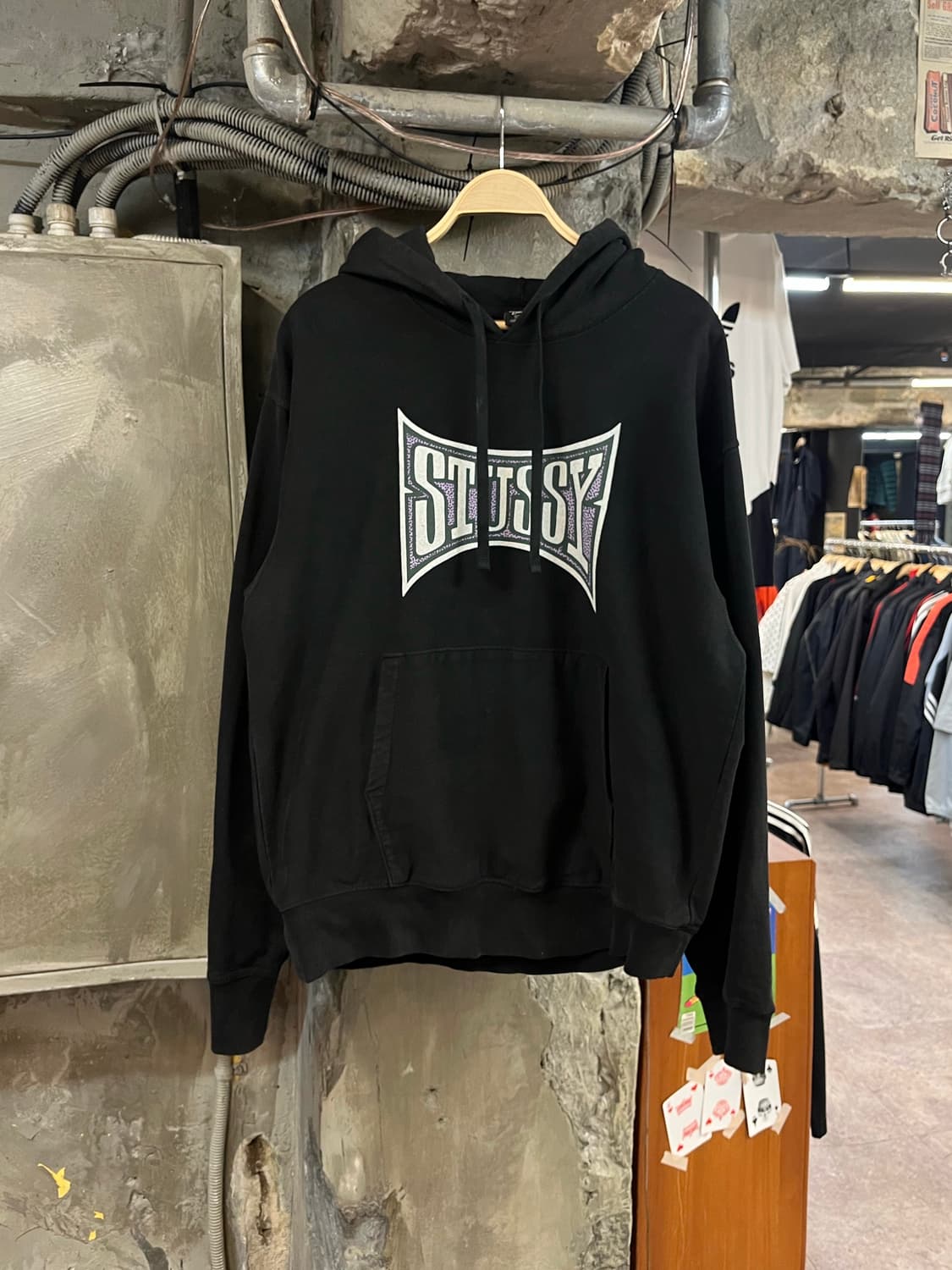 스투시 챔피언 피그먼트 다이드 기모 후드티 블랙 XL #csz2191  상품이미지1
