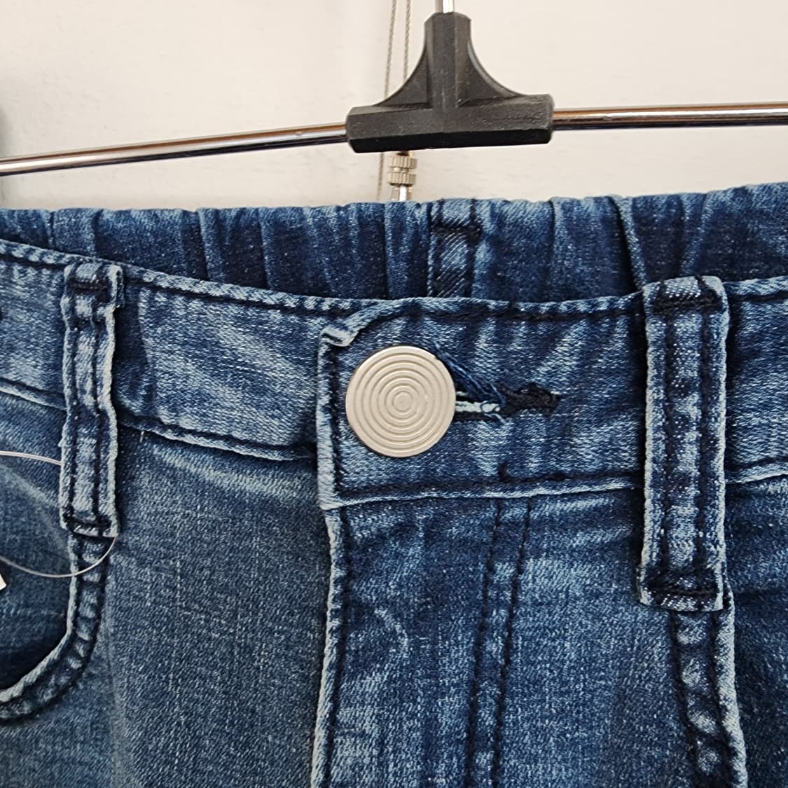 투톤 페인팅 데님 밴딩 와이드 팬츠 상품이미지5