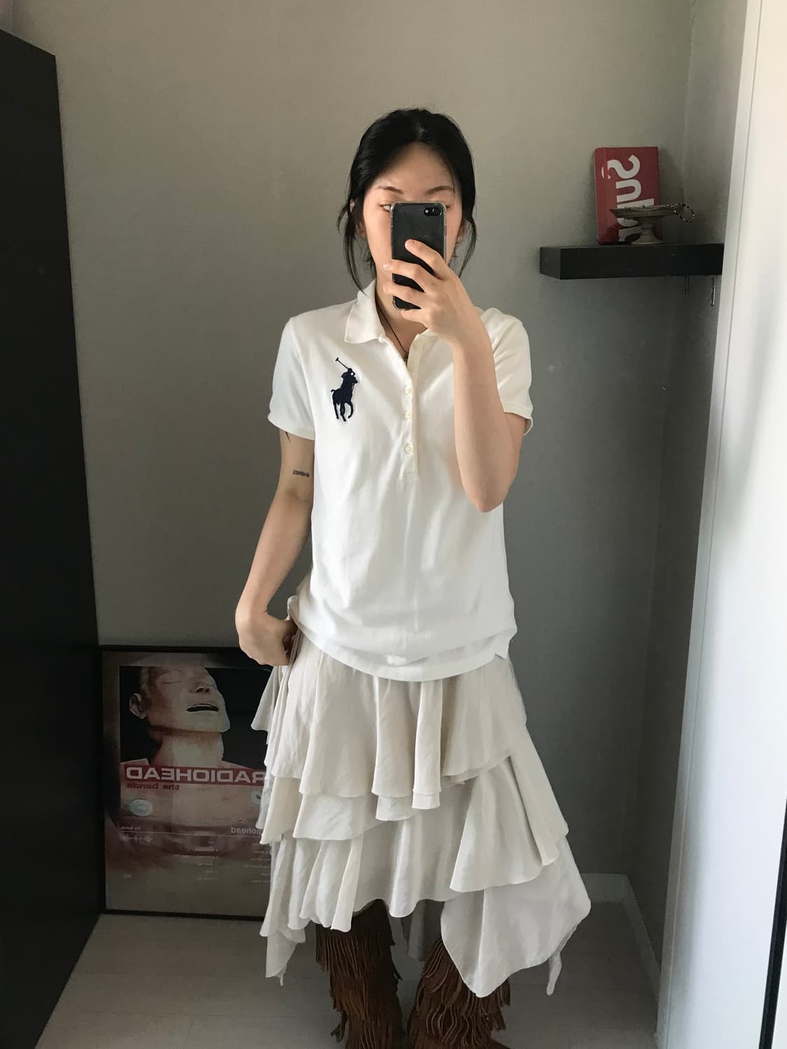 폴로 랄프로렌 빅 포니 로고 화이트 반팔 카라티 상품이미지2