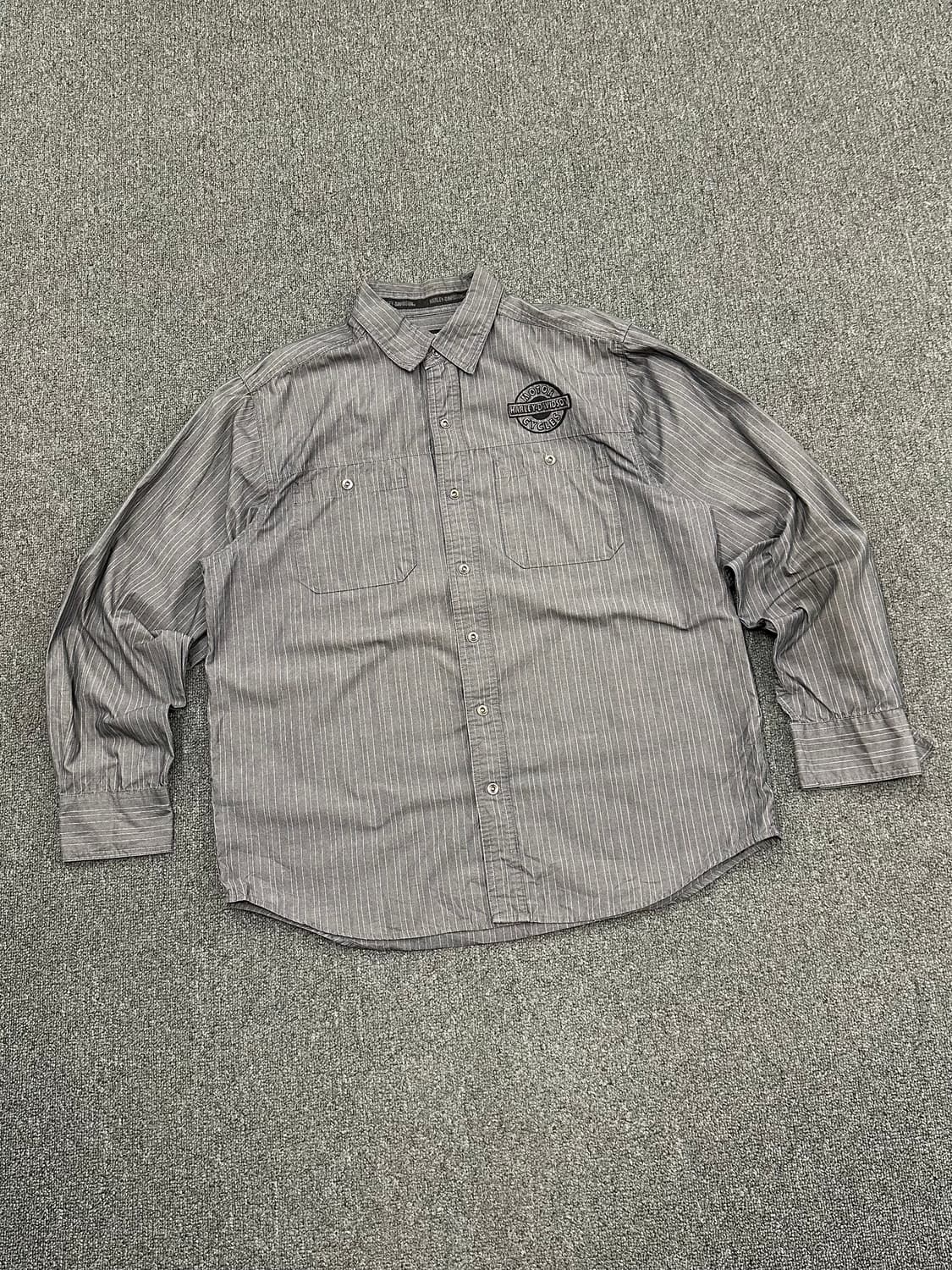 L)할리데이비슨 vintage 레일로드 스트라이프 긴팔셔츠 상품이미지2