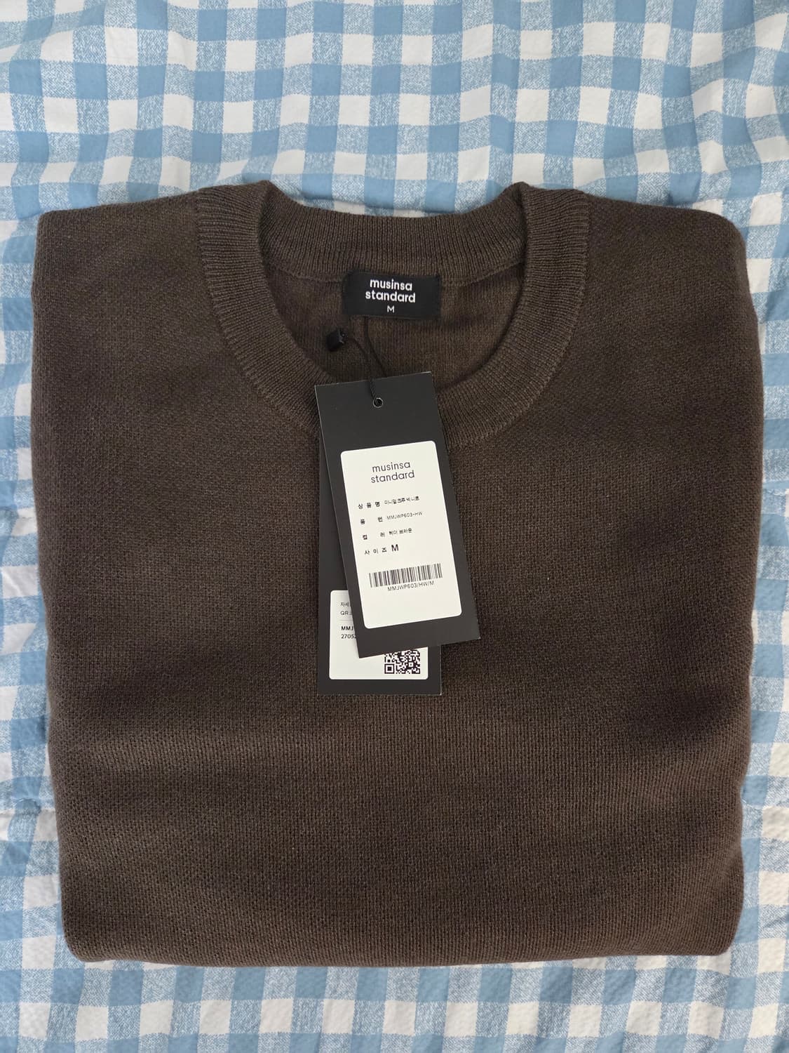 무신사스탠다드 미니멀 크루넥 니트 블랙, 크림, 브라운 상품이미지6