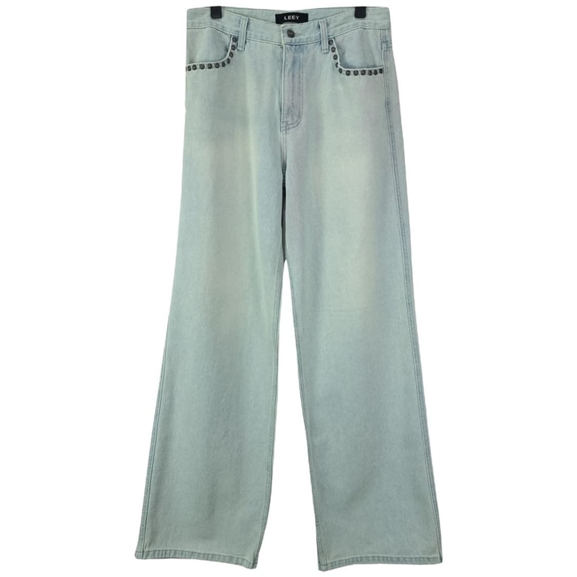 [LEEY YEEL] 아이스워싱 스터드 리벳 와이드 데님팬츠 M19814 상품이미지2