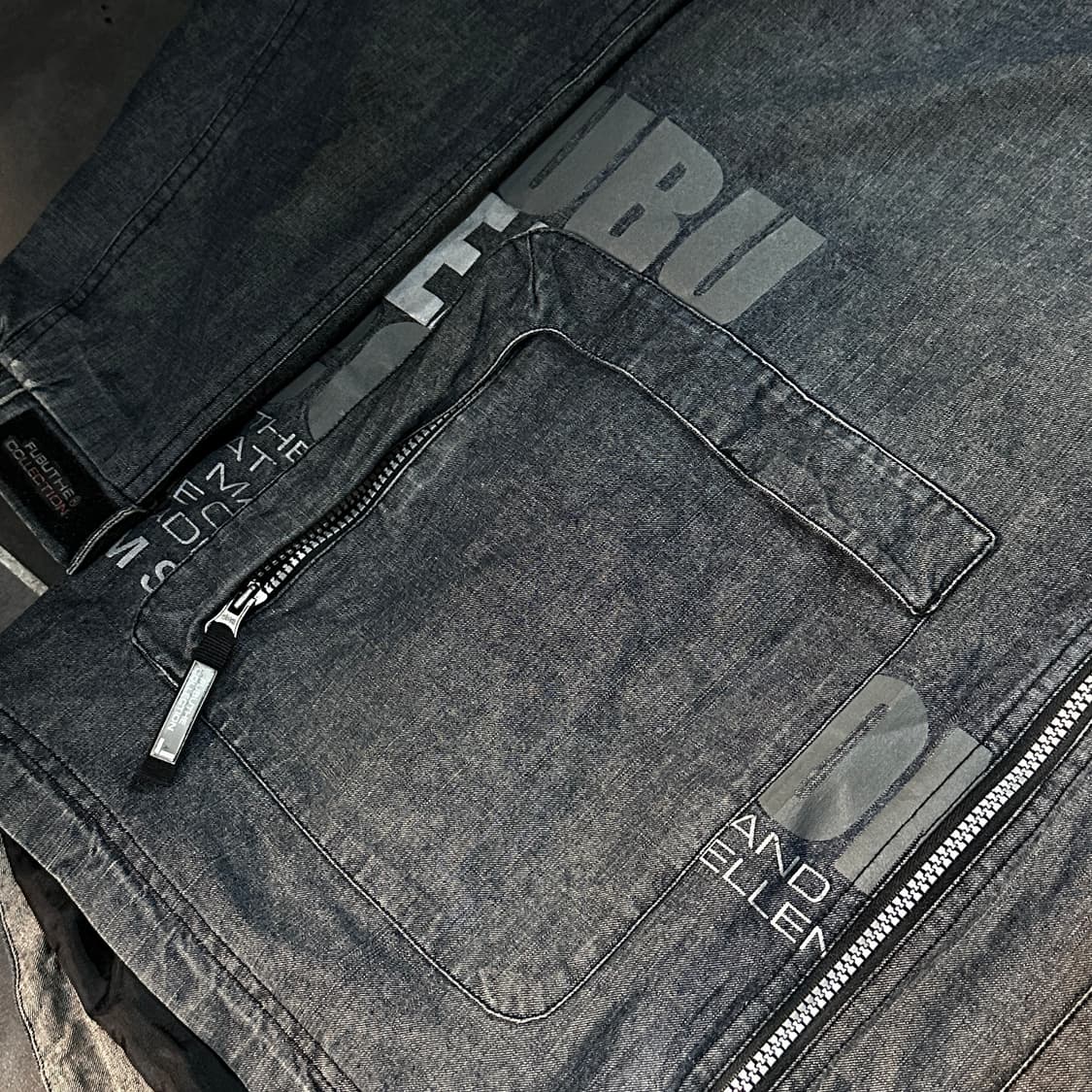 후부 레터링 데님 오버핏 후드 집업 상품이미지4