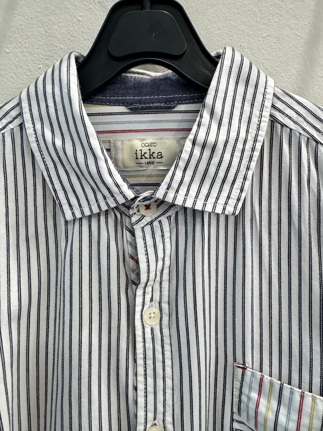 japan vintage 스트라잎 배색셔츠 상품이미지2