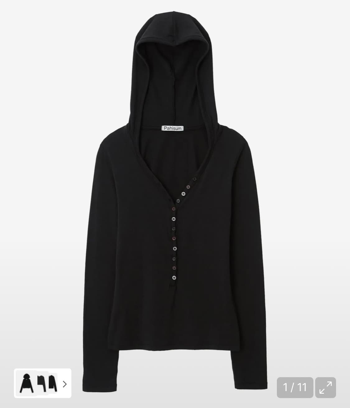 Pahisum 파히섬 버튼 티셔츠 블랙 상품이미지2