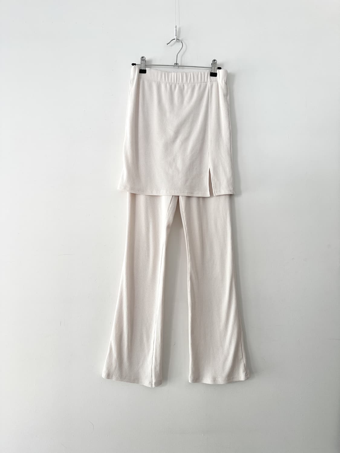 Rib skirt layered pants / ivory 상품이미지2
