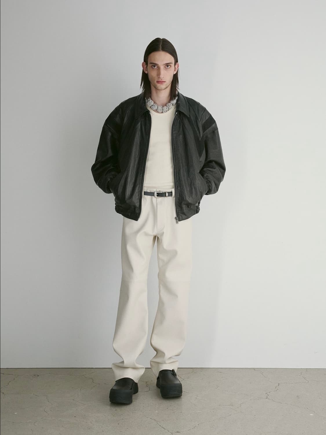 [L] 렉토 70S 루카스 레더 가죽 봄버 블루종 점퍼 자켓 상품이미지4