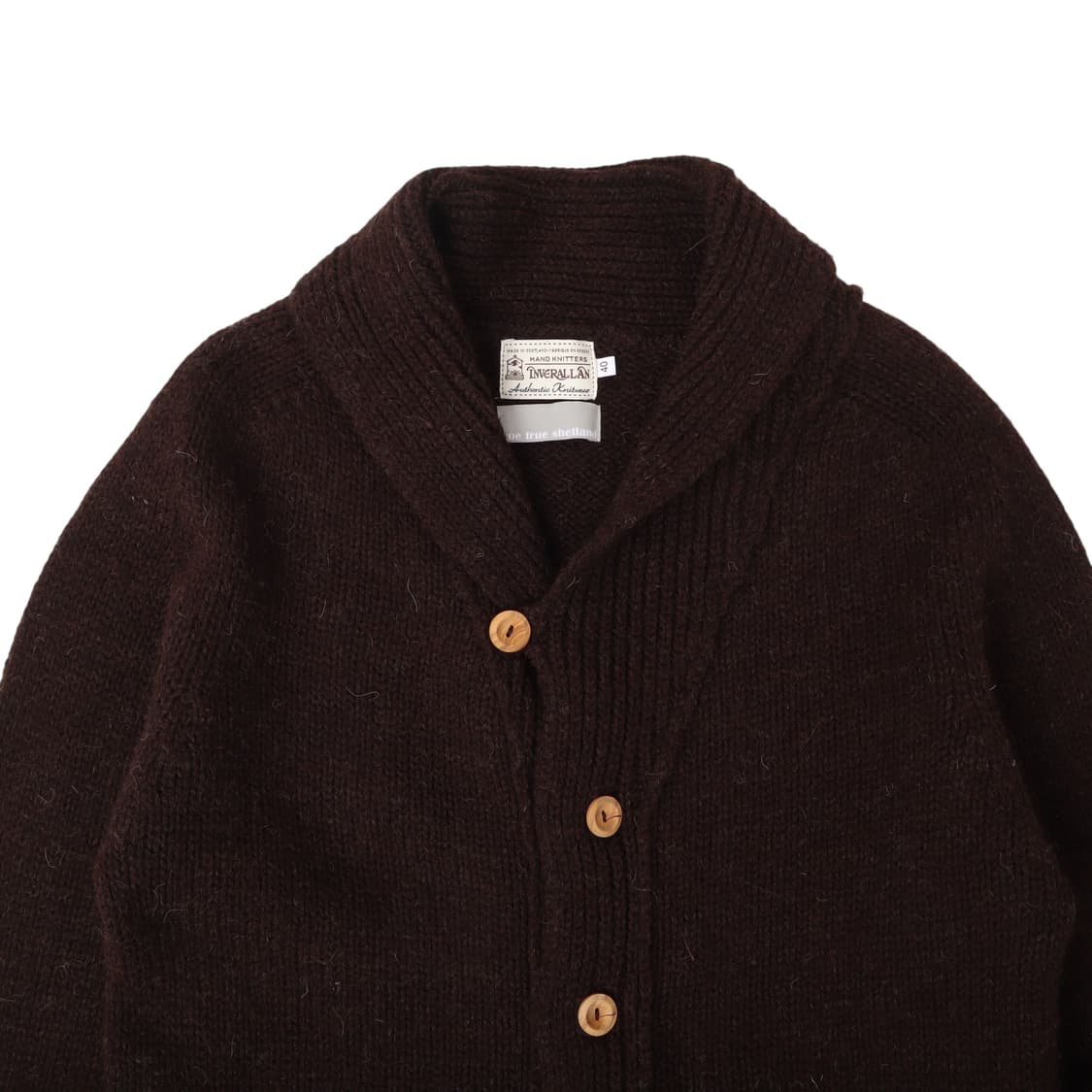 Inverallan 인버알란 브라운 핸드니트 울 가디건 상품이미지2