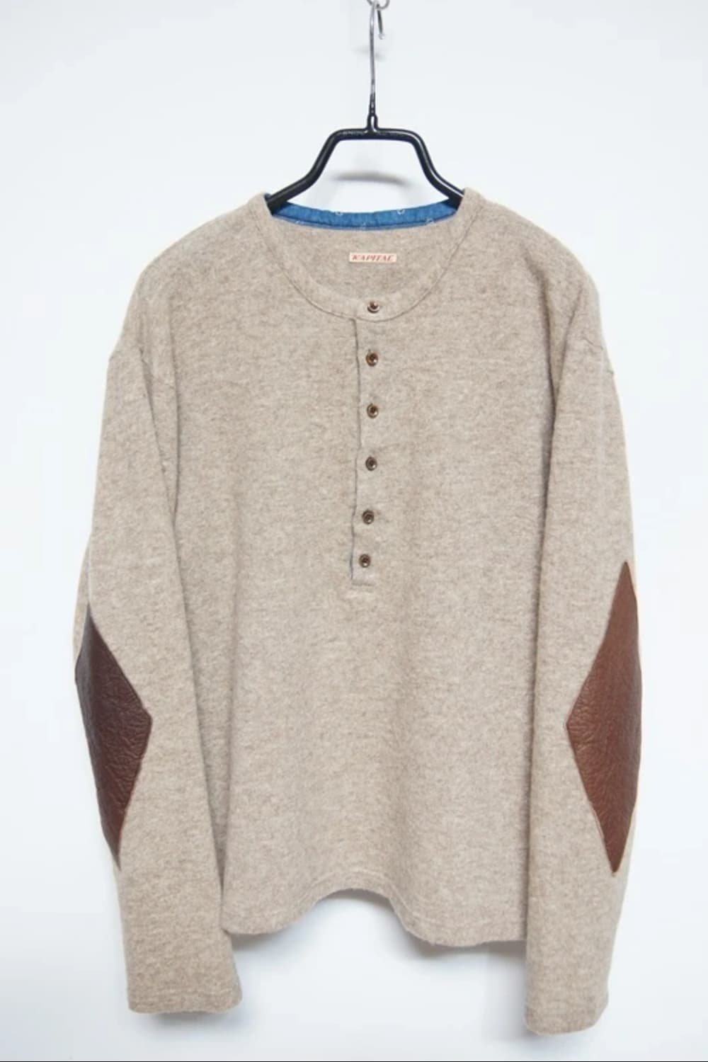 Kapital 캐피탈 헨리넥 가죽패치 니트 스웨터 상품이미지1