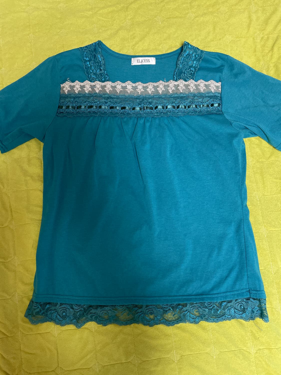 청록레이스 반팔티 상품이미지1