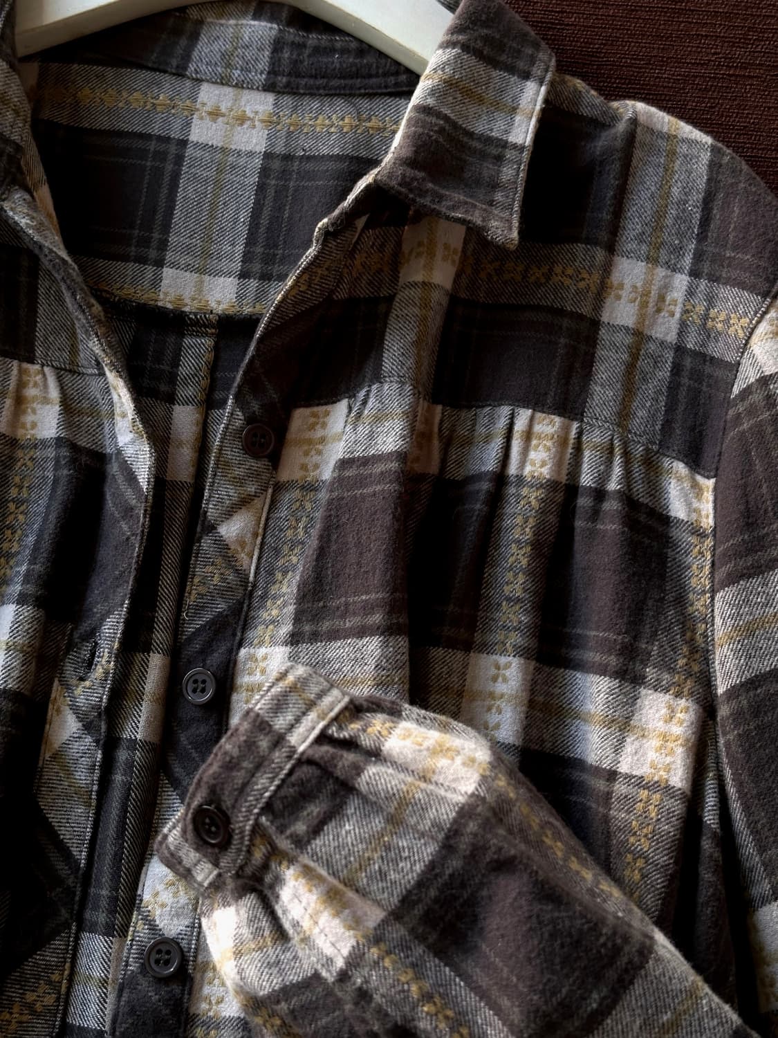 Cotton shirring design nel check blouse  상품이미지2