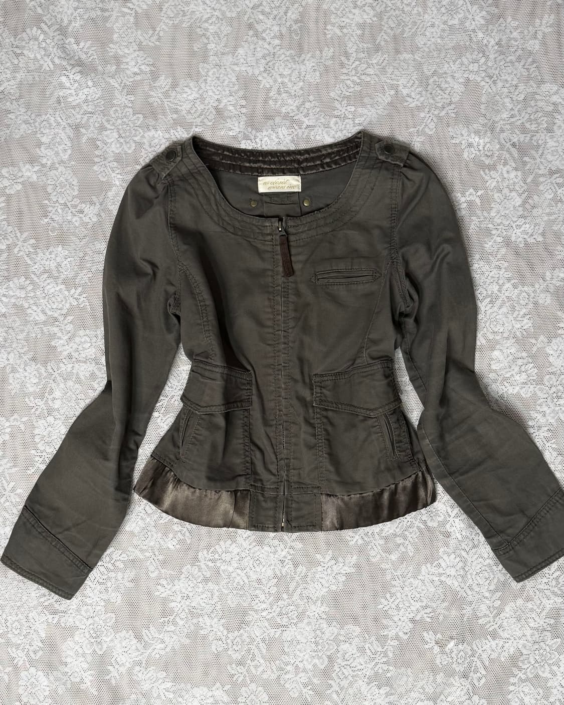 카키 논 카라 자켓 상품이미지1