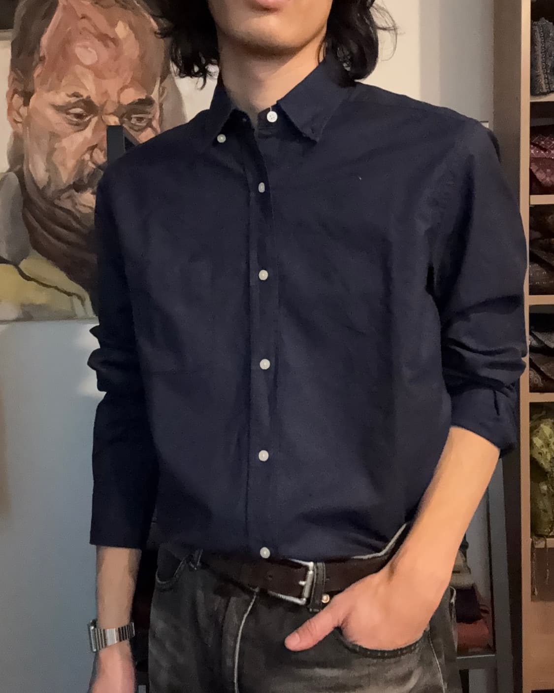 Massimo Dutti 네이비 버튼다운 셔츠 상품이미지6