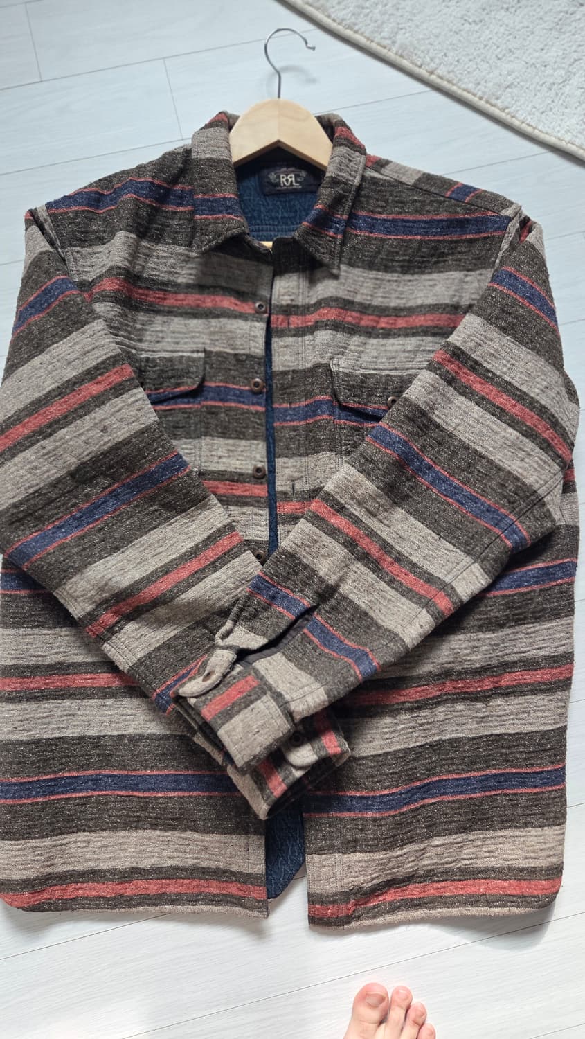RRL 스트라이프 더블 클로스 워크셔츠 L 상품이미지3