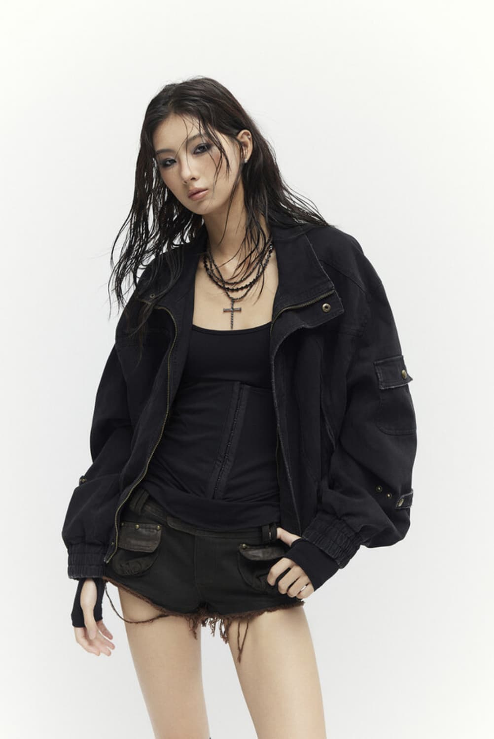 Low pixel 블랙 워시드 자켓 상품이미지4