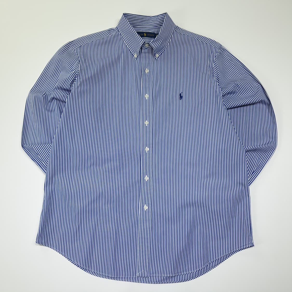 CL724 XL 폴로 90s 코튼 스트라이프 블루 셔츠 남방 상품이미지1