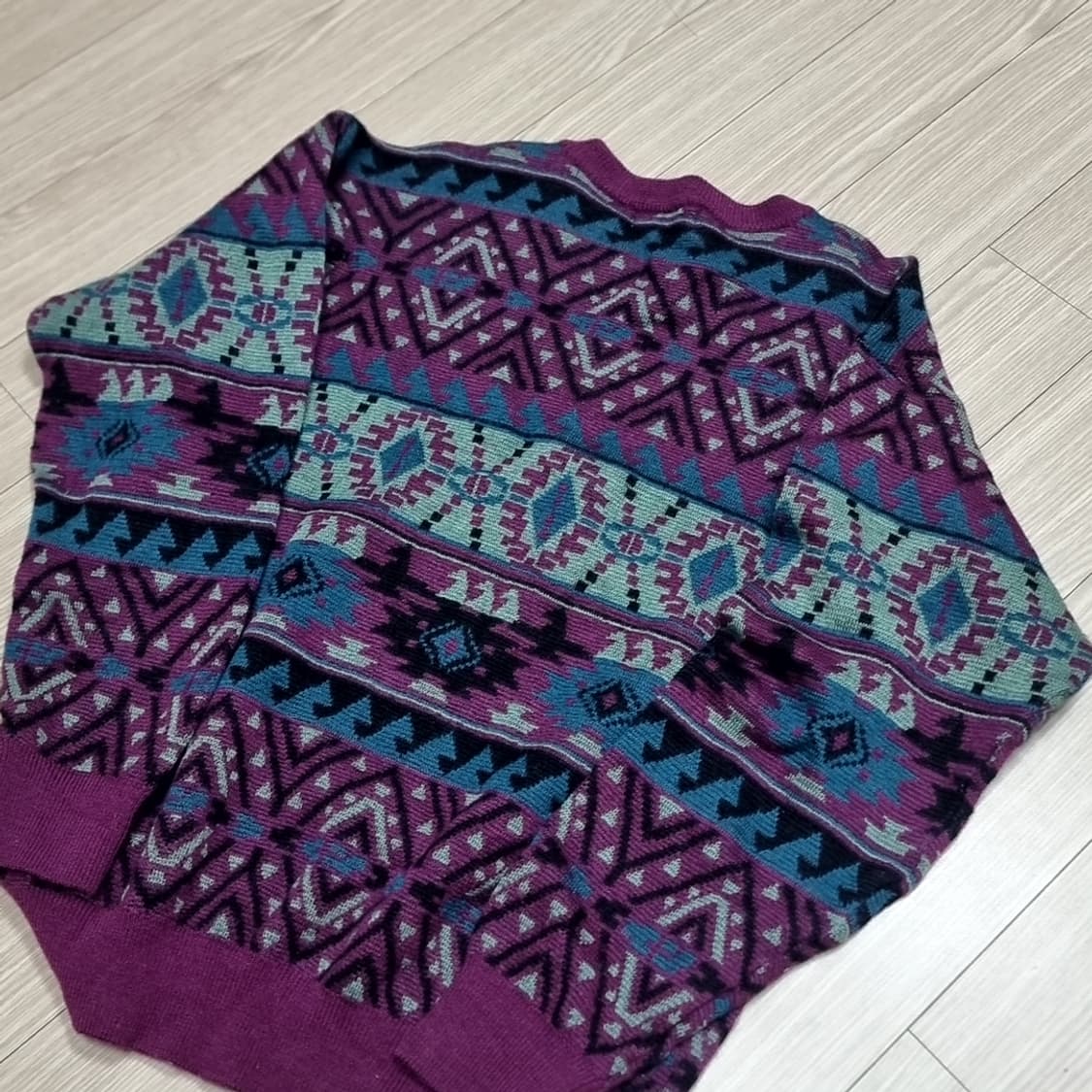 일본제90's Cassidy homme빈티지 패턴 니트 퍼플(100) 상품이미지2