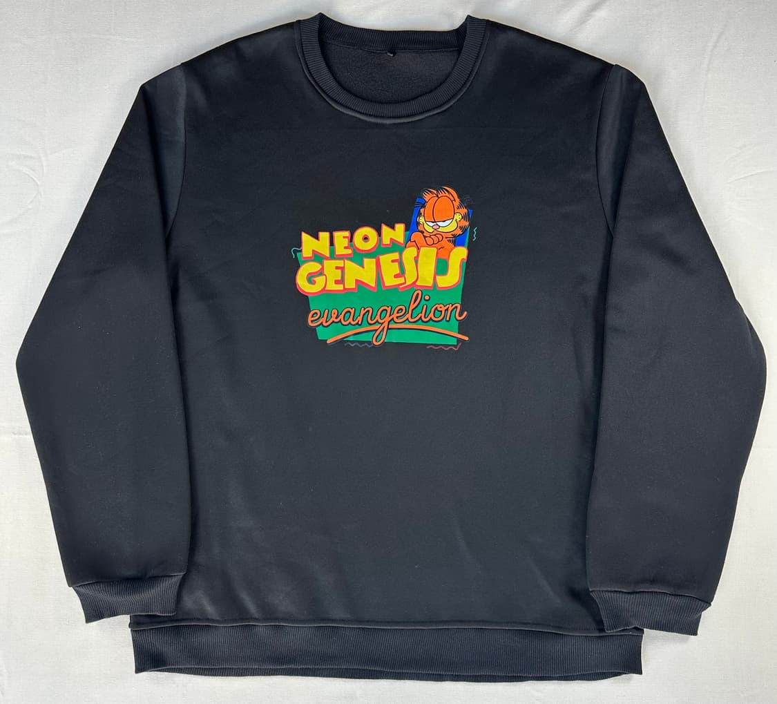 가필드 x 에반게리온 부트렉 맨투맨 블랙 (가필드게리온 밈) 상품이미지1