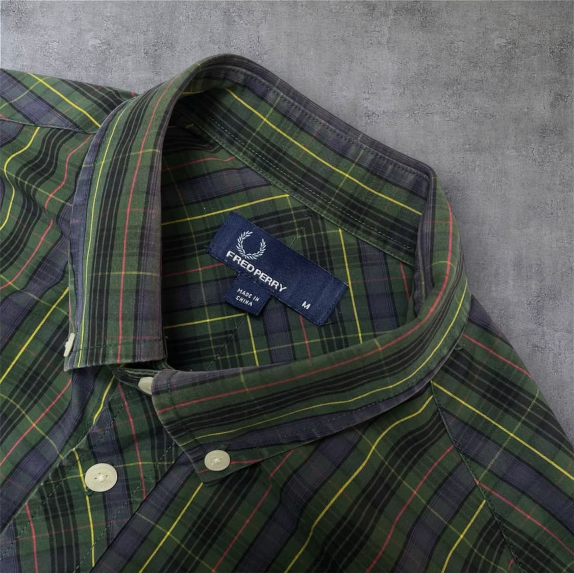 프레드페리 Fred Perry 그린 타탄 체크 버튼다운 셔츠 M 상품이미지2