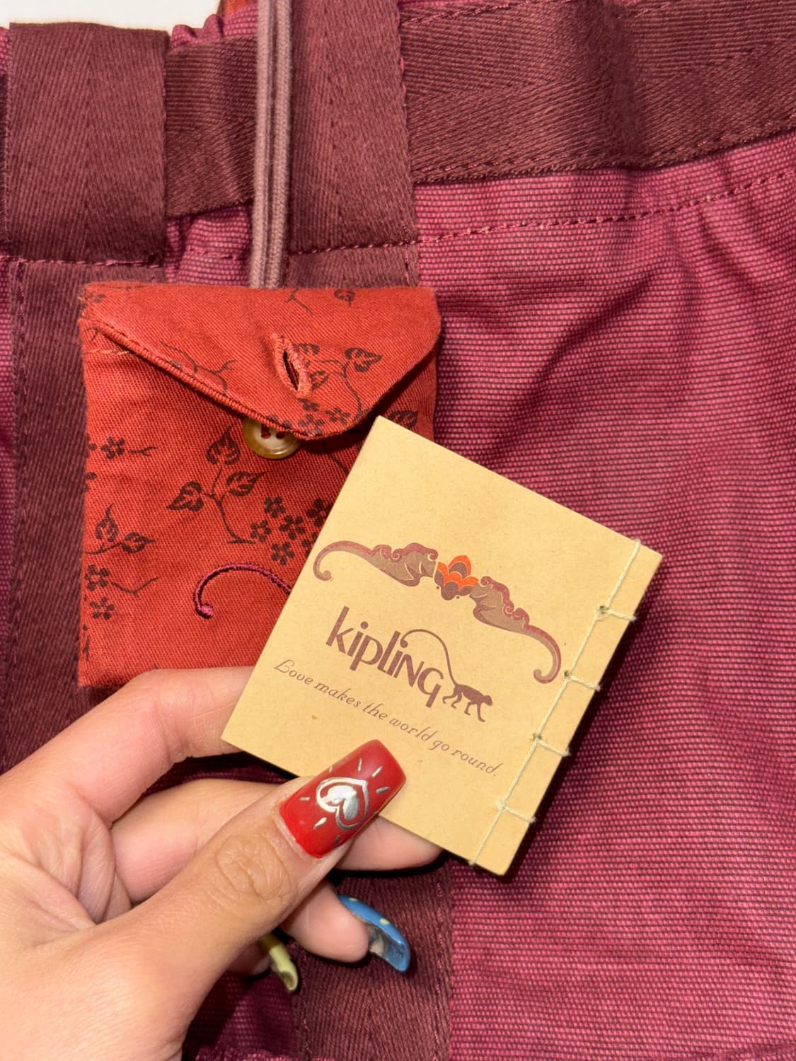 Kipling burgundy multi pocket tote bag 상품이미지4