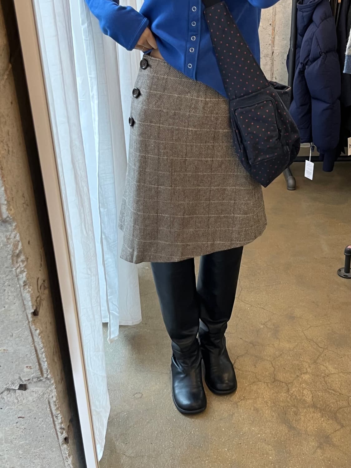 언발란스 트위드 스커트 브라운 상품이미지4
