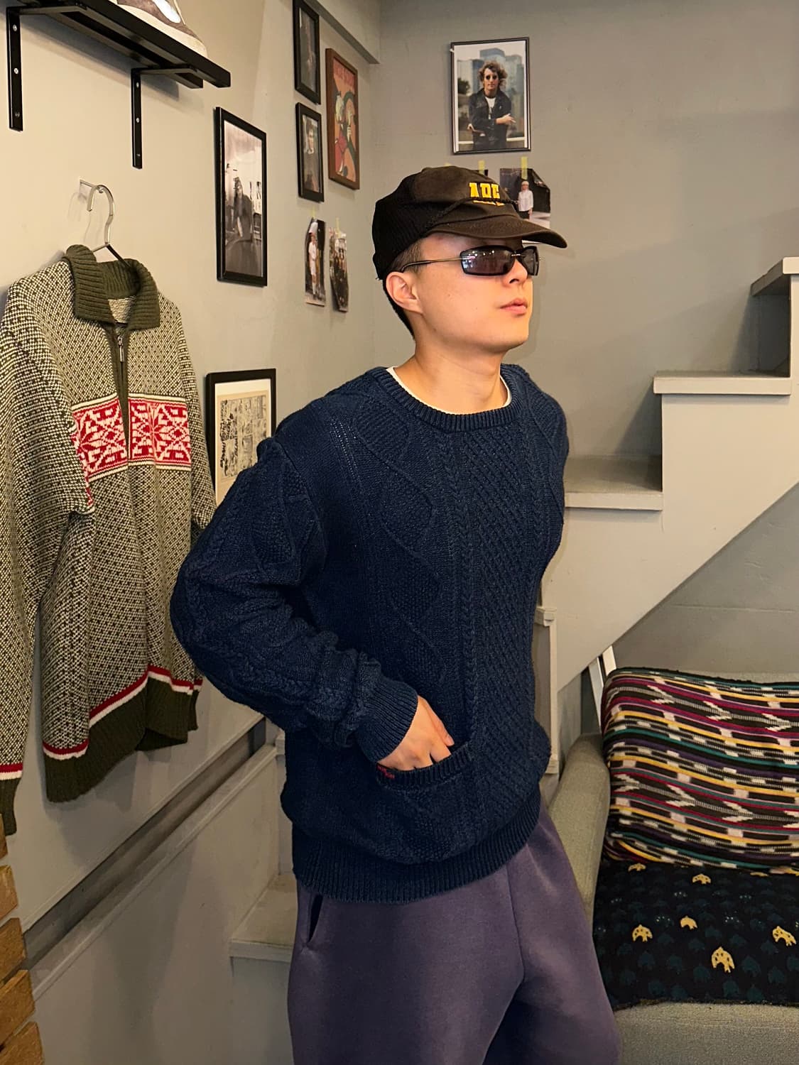 Blue Blue Japan indigo cable pocket knit 상품이미지1