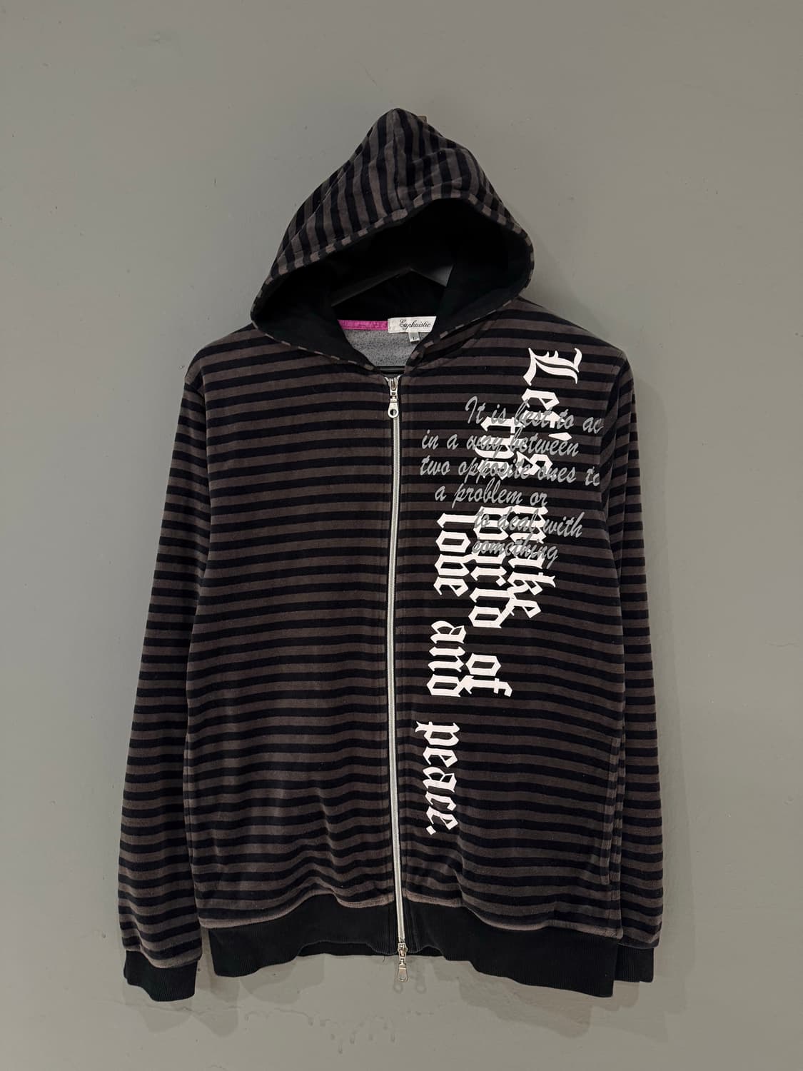 stripe pattern lettering hood zip-up 상품이미지4