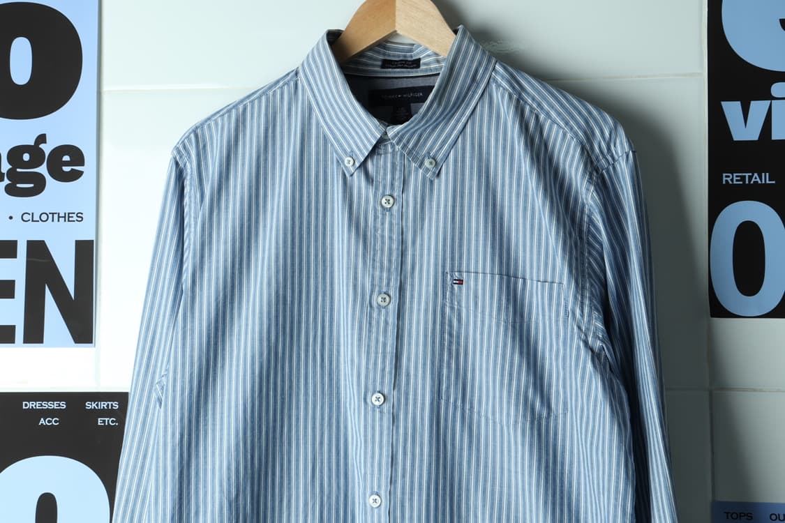 (L-XL) 타미힐피거 셔츠 남방 블루 스트라이프 아메카지-H32713 상품이미지3